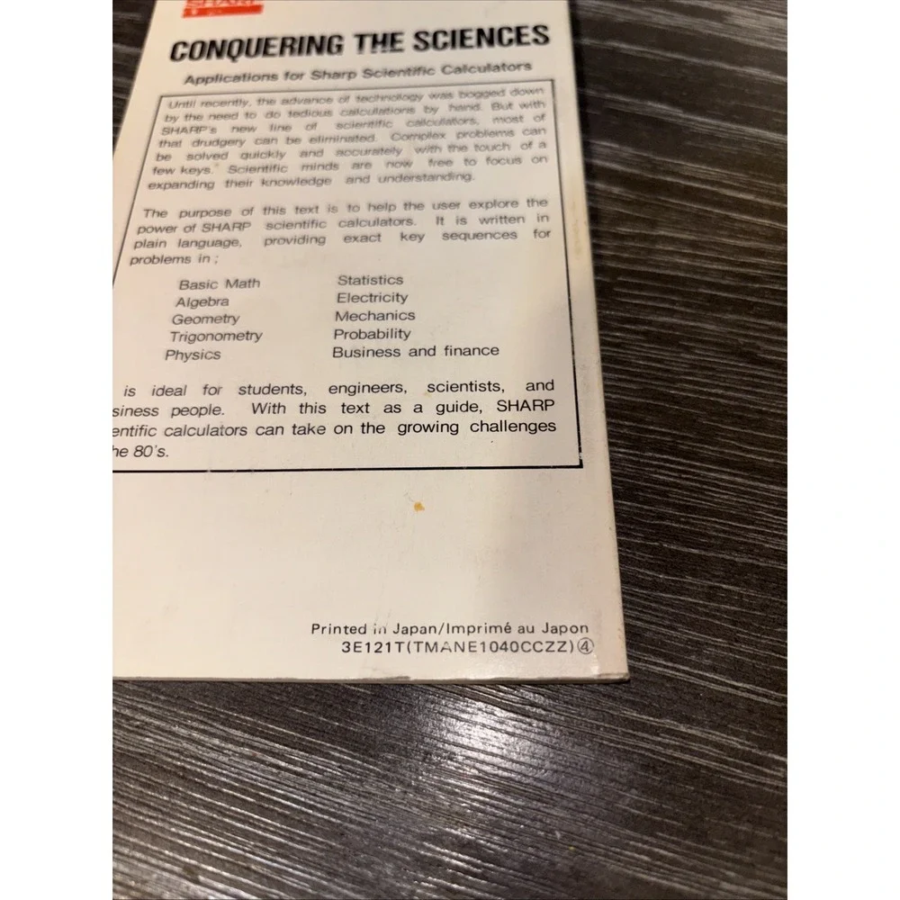 1984 Sharp Conquering‎ The Sciences For EL-506P, EL-510S, EL-515S